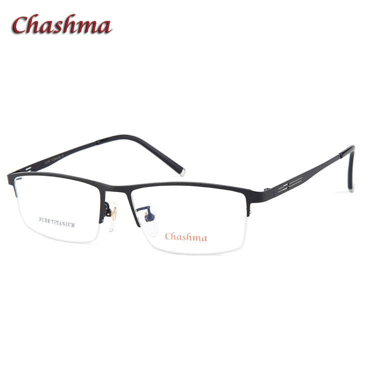 Chashma Ochki Men's Semi Rim Square Titanium Plated Eyeglasses 9912 Semi Rim Chashma Ochki Black  