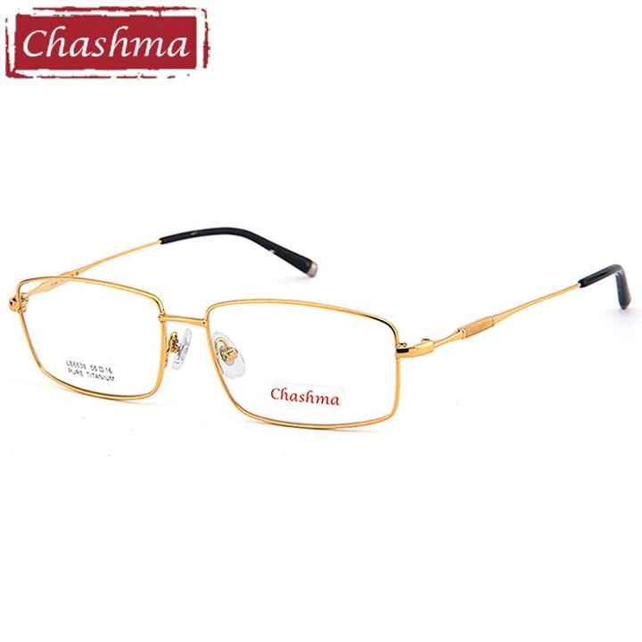 Chashma Ottica Men's Full Rim Square Titanium Eyeglasses Ch6638 Full Rim Chashma Ottica Gold  