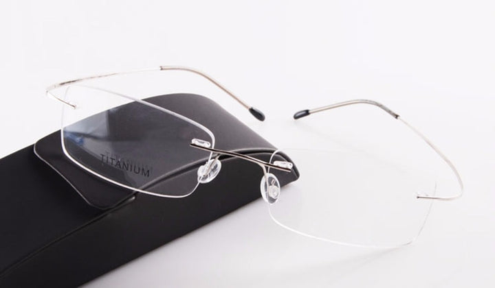 Unisex Eyeglasses Titanium Rimless Frame 637 Rimless Chashma Silver  