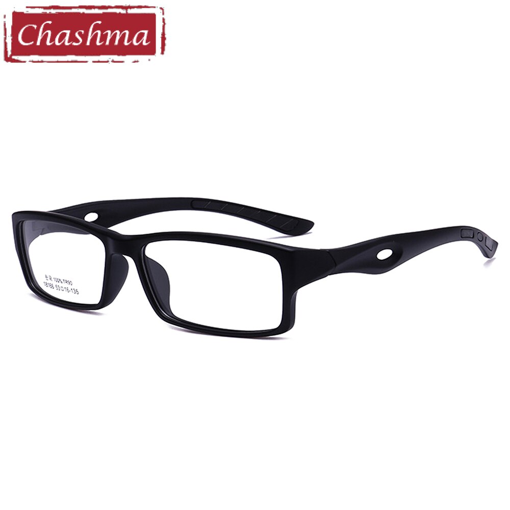 Chashma Ottica Unisex Full Rim Square Tr 90 Titanium Sport Eyeglasses 18166 Sport Eyewear Chashma Ottica Black  