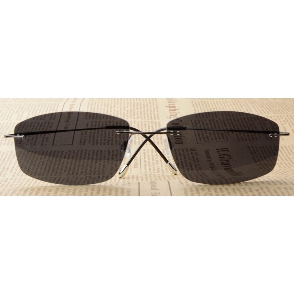 Men's Sunglasses Rimless Titanium Polarized Non-Screw Non-Hinge Sunglasses Brightzone   