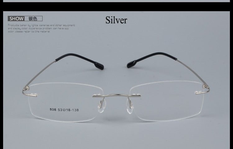 Men's Titanium Alloy Rimless Frame Eyeglasses SJ808 Rimless Bclear   