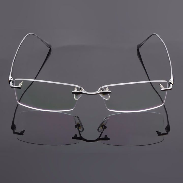 Reven Jate Glasses Rimless Eyeglasses Titanium Frame Uncut Edge Lens Non- Eye Glasses Frame Eyewear 8047 Rimless Reven Jate   