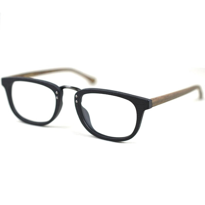Hdcrafter Unisex Full Rim Round Square Metal Wood Frame Eyeglasses Ps7082 Full Rim Hdcrafter Eyeglasses   