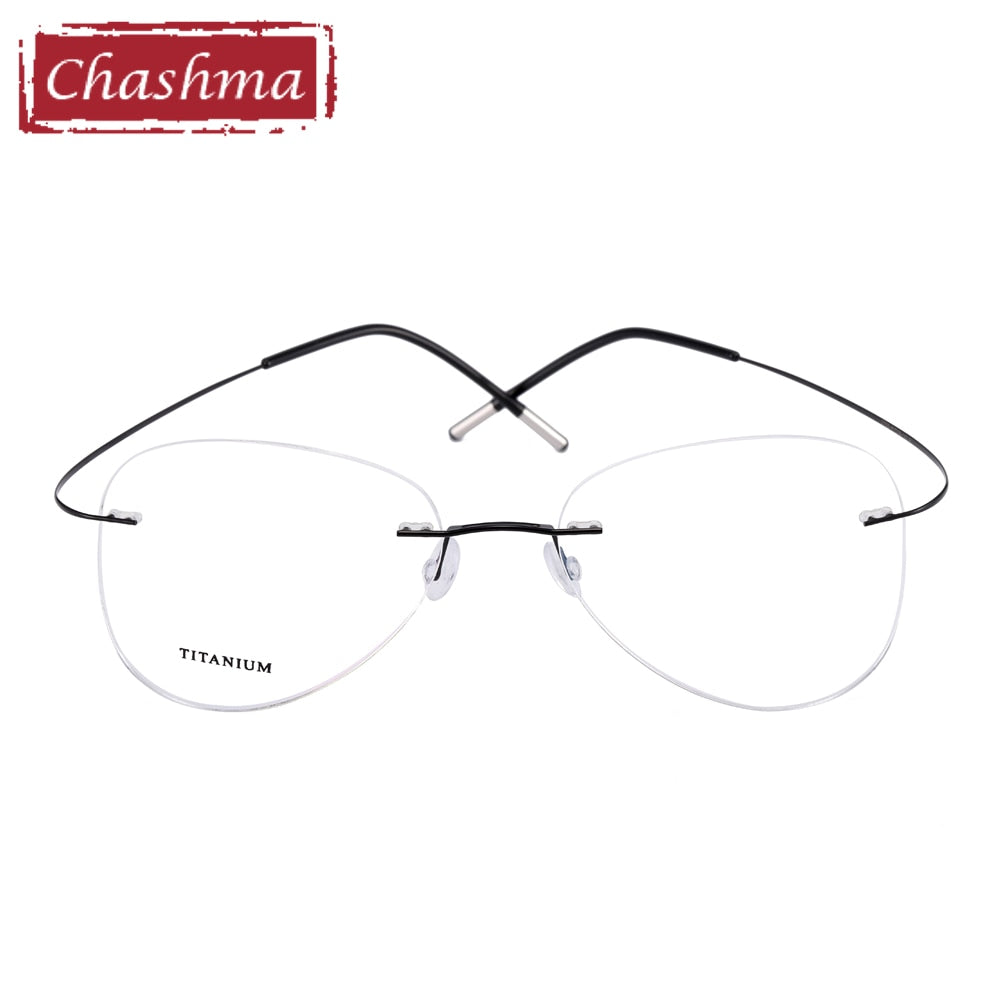 Chashma Ottica Unisex Rimless Irregular Oval Titanium Eyeglasses 20002 Rimless Chashma Ottica   