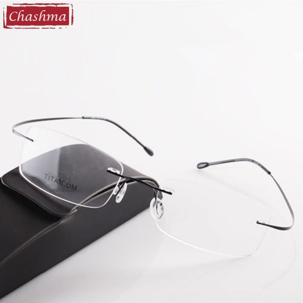 Chashma Ottica Unisex Rimless Rectangle Titanium Eyeglasses 6074 Rimless Chashma Ottica   