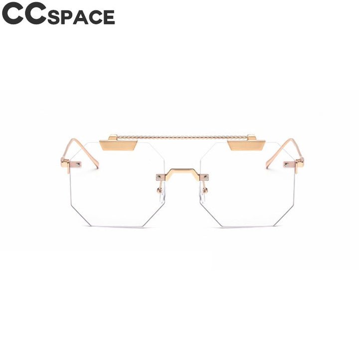 CCSpace Women's Rimless Polygon Square Alloy Frame Sunglasses 47818 Sunglasses CCspace Sunglasses C6 gold clear  