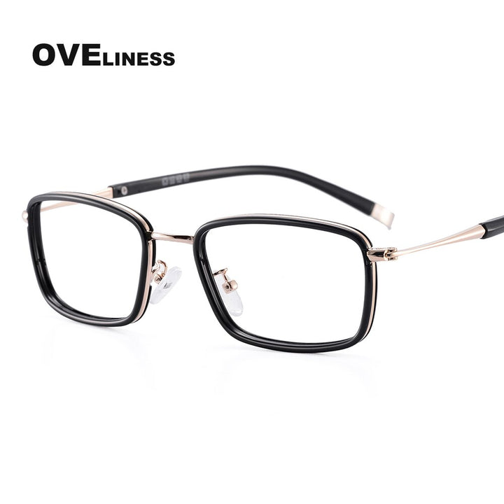 Oveliness Unisex Full Rim Square Alloy Eyeglasses 0037 Full Rim Oveliness gold  