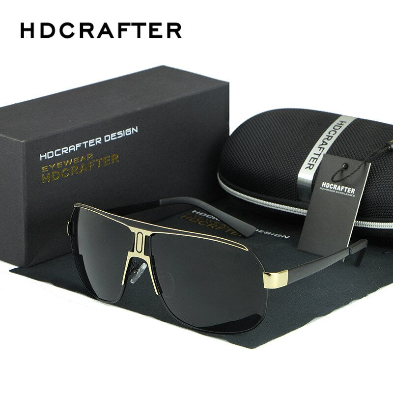 Hdcrafter Men's Full Rim Alloy Rectangle Frame Polarized Sunglasses Le028 Sunglasses HdCrafter Sunglasses   