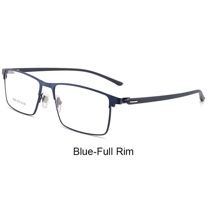 Hotochki Men's IP Electroplated Alloy Full/Semi Rim Frame Eyeglasses P9960 Semi Rim Hotochki BlueFullRim  