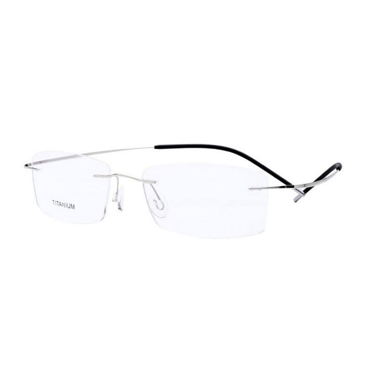 Hotochki Unisex Rimless Titanium Frame Eyeglasses E1055 Rimless Hotochki Silver  