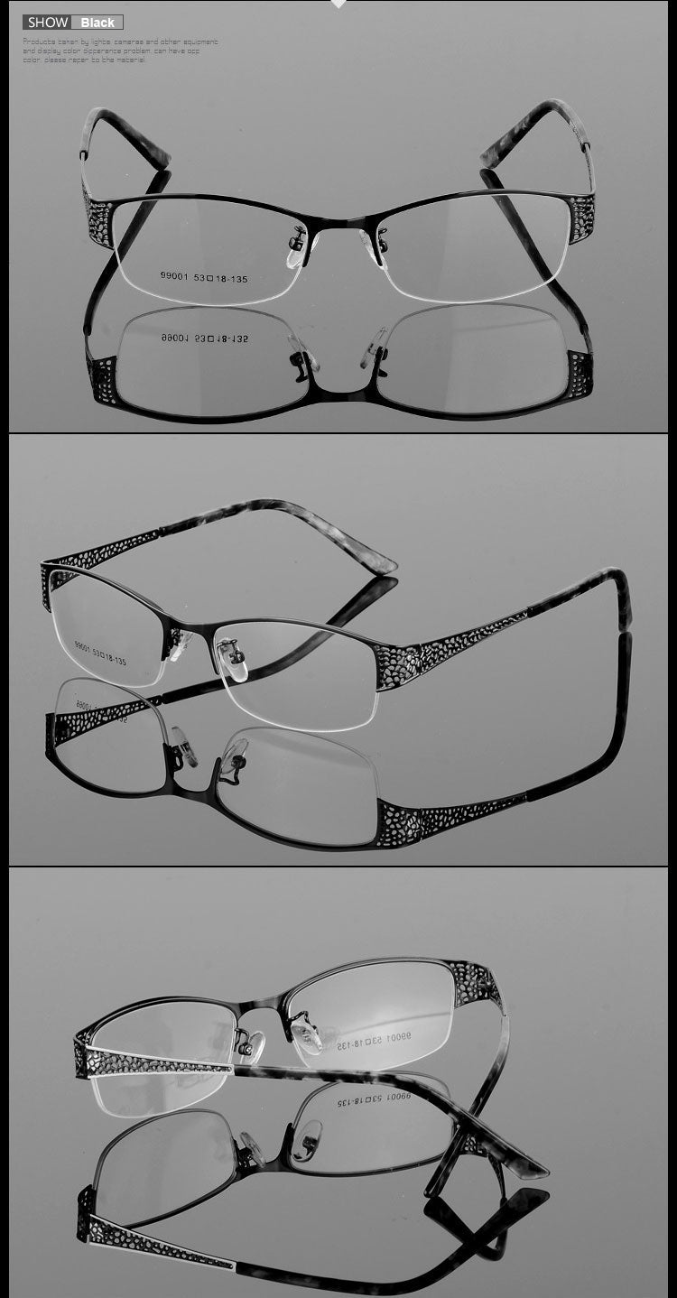 Reven Jate Women's Semi Rim Rectangle Alloy Eyeglasses 99001 Frames Reven Jate   
