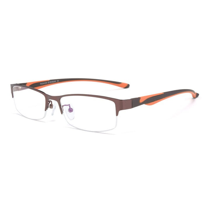Hotochki Unisex Semi Rim Stainless Steel Alloy Frame Reading Glasses Xs671 Reading Glasses Hotochki +50 Auburn 