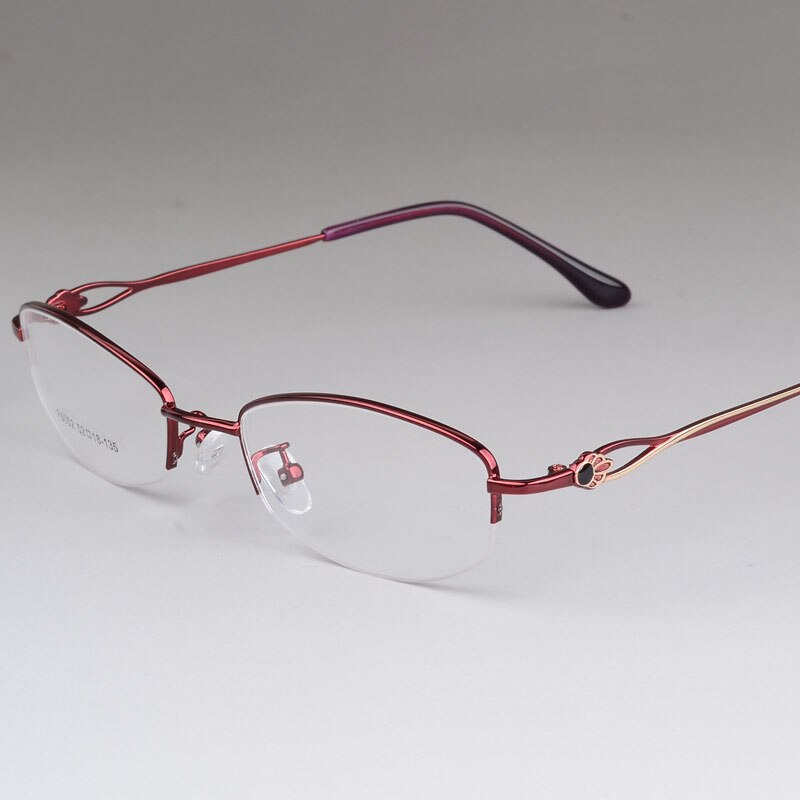 Women's Alloy Semi Rim Frame Eyeglasses  F6052 Semi Rim Bclear Red  