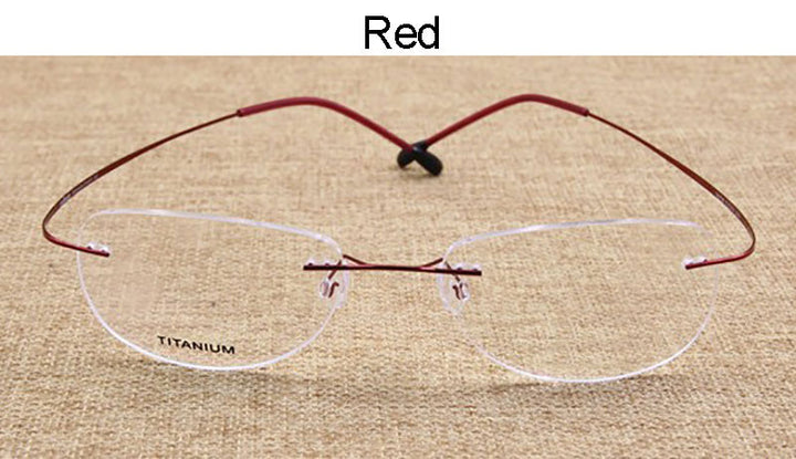 Hotochki Unisex Titanium Memory Alloy Rimless Frame Eyeglasses Rimless Hotochki Red  