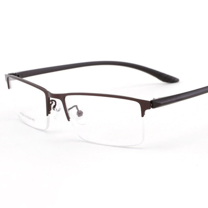 Men's Half Rim Titanium Frame Eyeglasses 9035 Semi Rim Bclear Auburn  