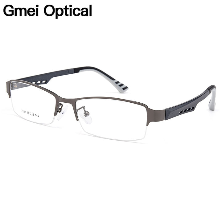 Men's Eyeglasses Titanium Alloy Flexible Temples Legs IP Electroplating Y2387 Frame Gmei Optical   