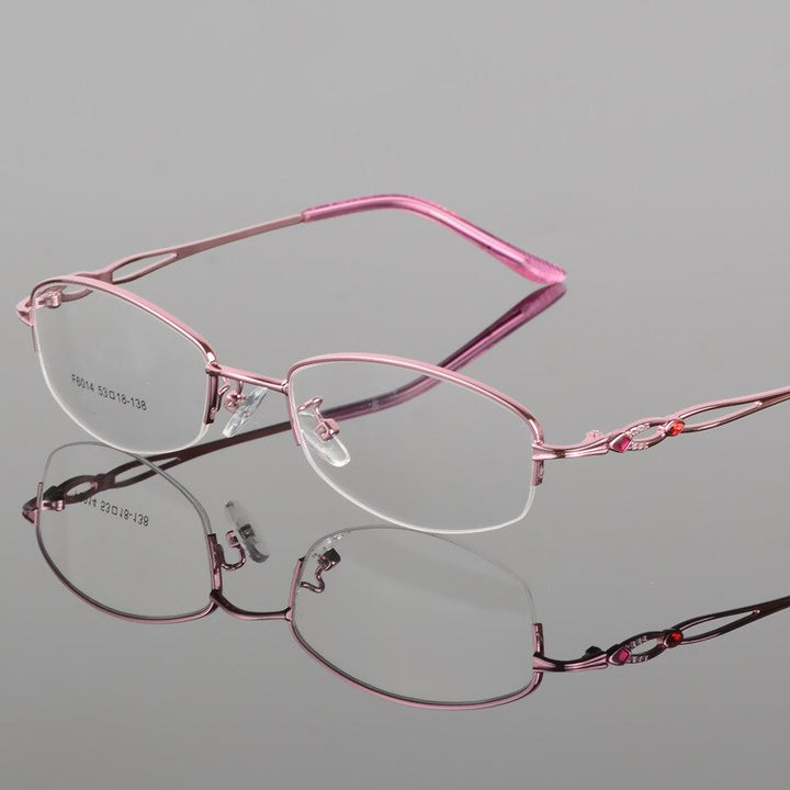 Women's Half Rim Eyeglasses Alloy Frame Bf6014 Semi Rim Bclear Pink  