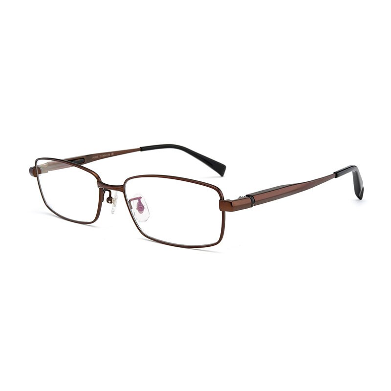 Hotochki Men's Full/Semi Rim Titanium Frame Progressive Reading Glasses 81133 Reading Glasses Hotochki +100 Full rim brown 