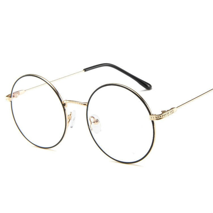 Unisex Round Anti Blue Light Lenses Full Frame Eyeglasses Anti Blue Brightzone Gold-Black  