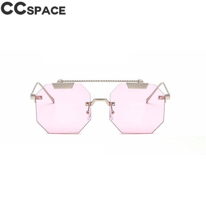 CCSpace Women's Rimless Polygon Square Alloy Frame Sunglasses 47818 Sunglasses CCspace Sunglasses C5 silver pink  
