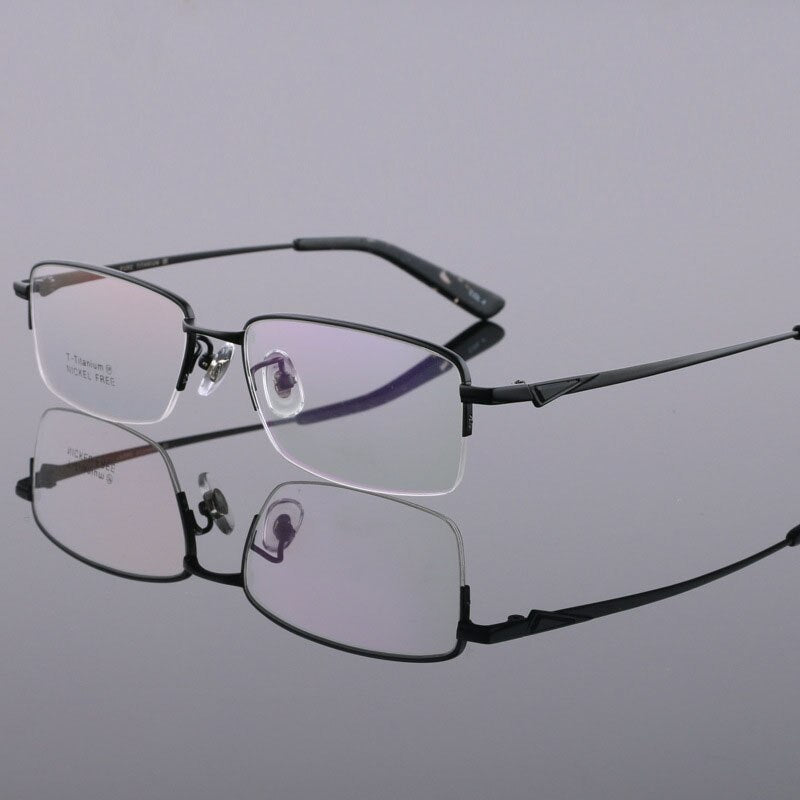 Women's Titanium Eyeglasses Half Rim Frame Lr6605 Semi Rim Bclear black  