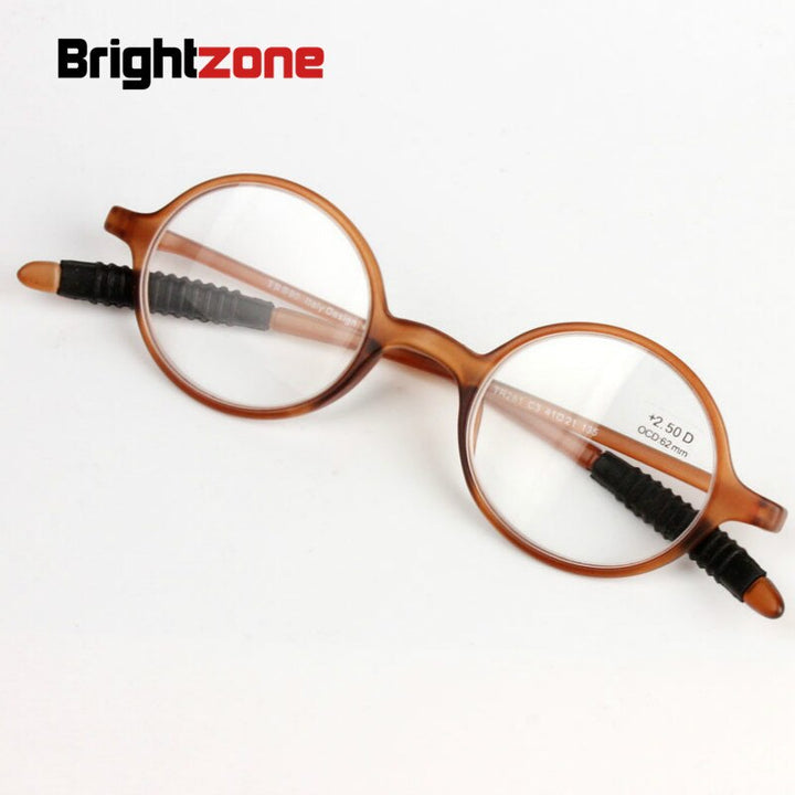 Unisex TR90 Round Resin Frame Reading Glasses 1748 Reading Glasses Brightzone +100 Brown 