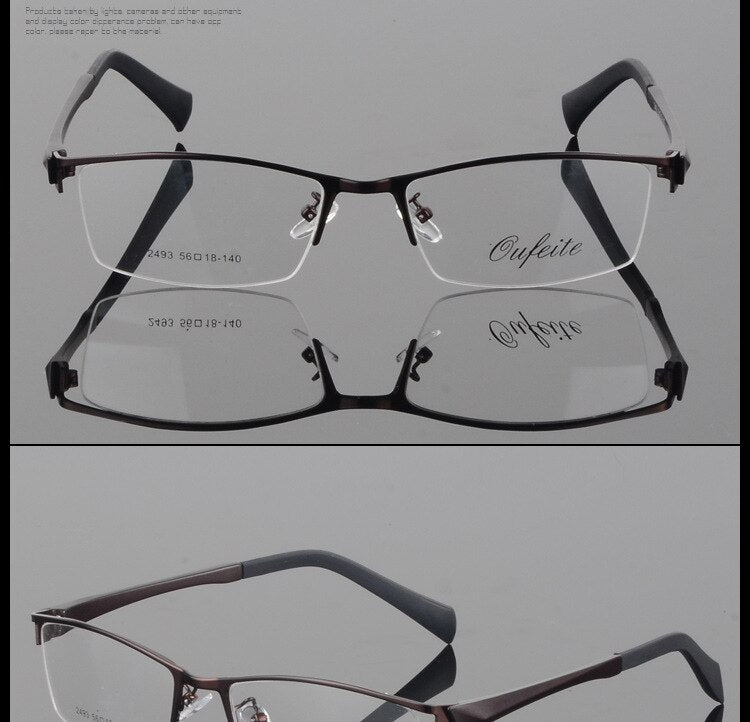 Men's Semi Rim Square Alloy Eyeglasses 2493 Semi Rim Bclear   