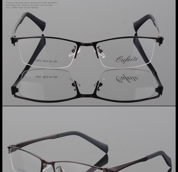 Men's Semi Rim Square Alloy Eyeglasses 2493 Semi Rim Bclear   