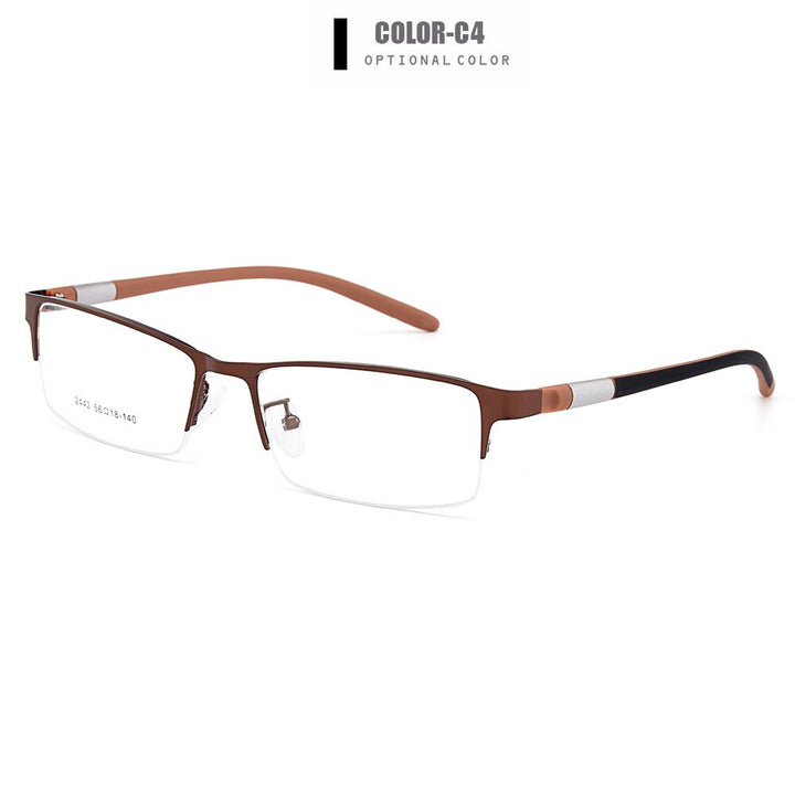 Men's Eyeglasses Semi Rim Titanium Alloy Square Y2442 Frame Gmei Optical C4  