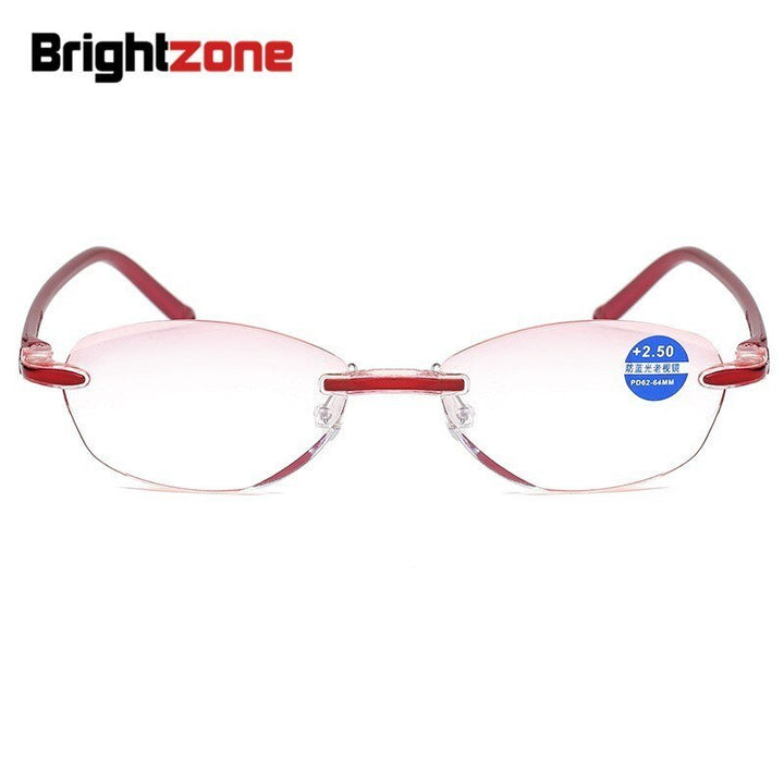 Women's Rimless Frame Diamond Cut Lenses Reading Glasses Reading Glasses Brightzone   
