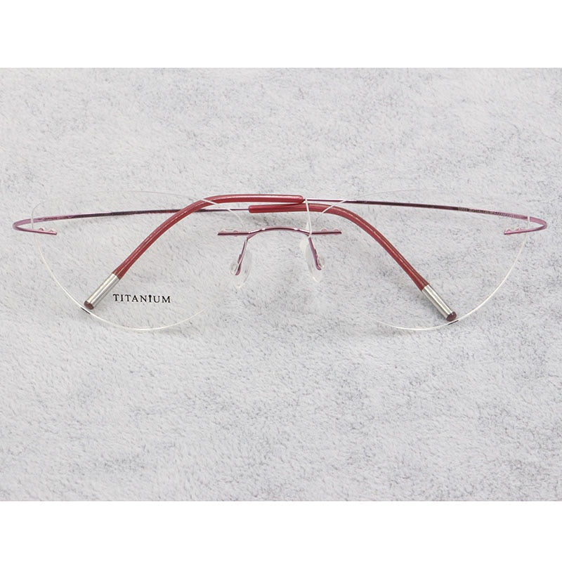 Women's Rimless Eyeglasses Titanium Frame 20003 Rimless Bclear   