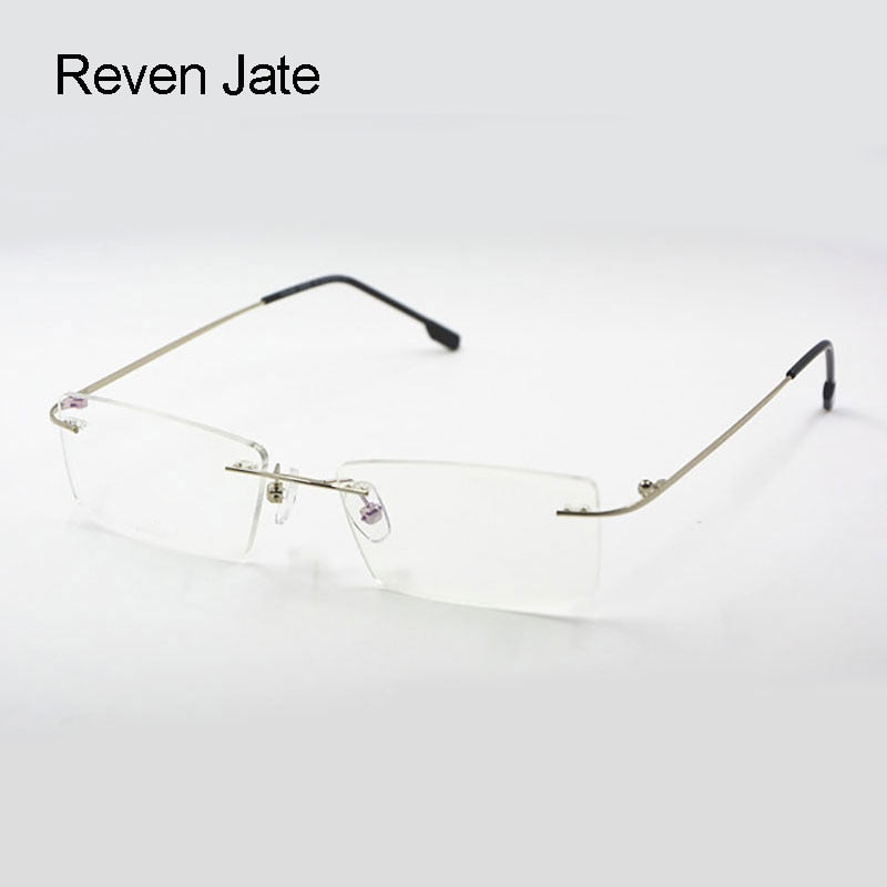 Reven Jate Unisex Rimless Square Titanium Eyeglasses R522 Rimless Reven Jate   