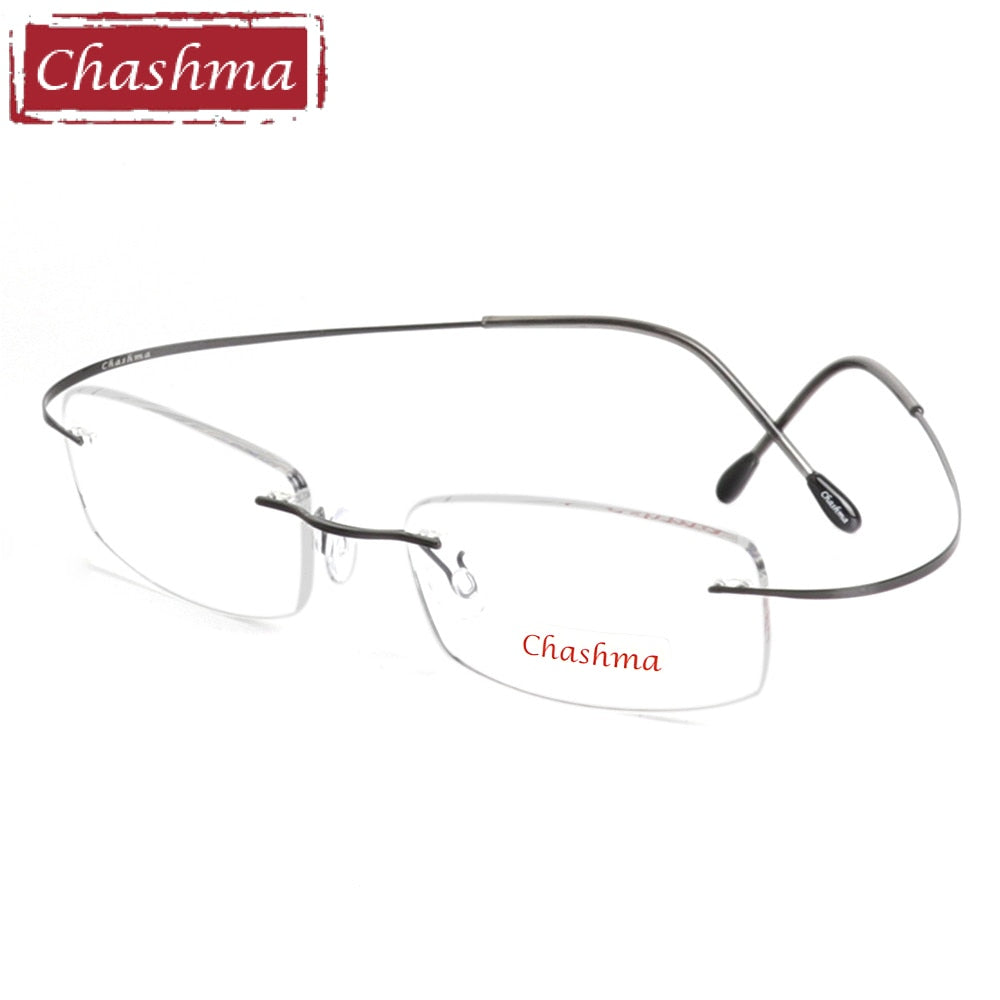 Chashma Ottica Unisex Rimless Rectangle Titanium Eyeglasses 6074 Rimless Chashma Ottica   