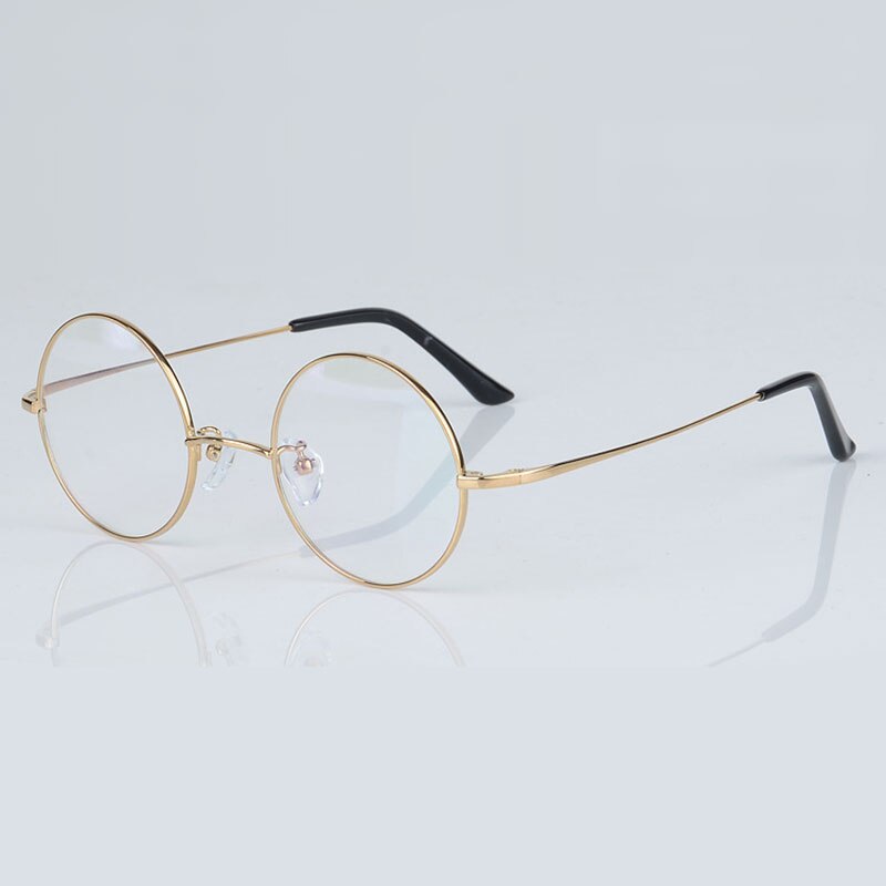 Reven Jate 8786 Men Titanium Eyeglasses Frame Round Shape Eyewear For Man Rx Spectacles Glasses Frame Frame Reven Jate Gold  
