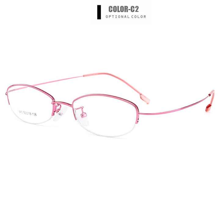 Women's Eyeglasses Semi Rim Memory Titanium Alloy Y643 Frames Gmei Optical C2-Pink  