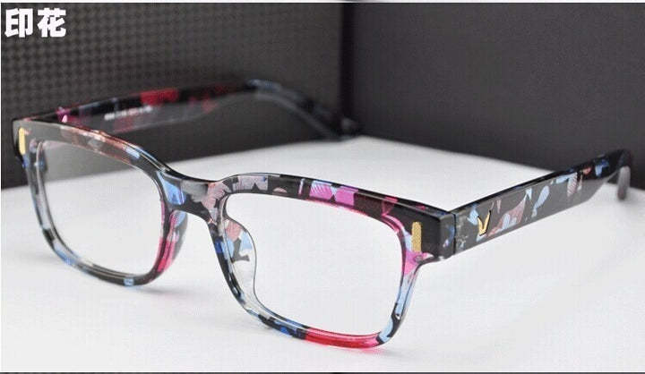 Brightzone Unisex Full Rim Rectangle Acetate Eyeglasses 8084 Full Rim Brightzone Floral  