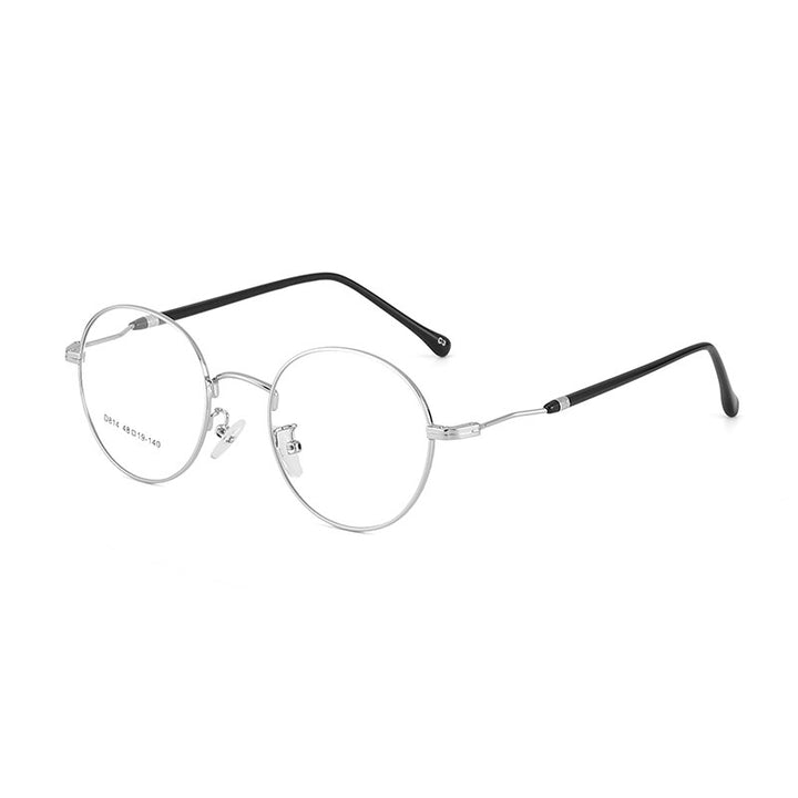 Unisex Round Alloy Frame Eyeglasses Sc814 Frame Bclear silver  