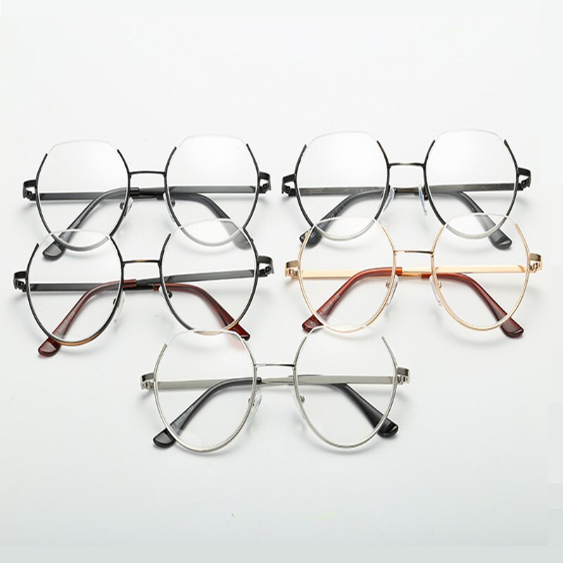 Unisex Eyeglasses Half Frame Metal Polygon 3221 Frame Brightzone   