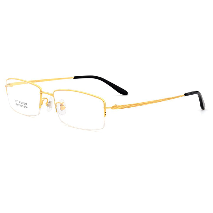 Men's Eyeglasses Ultralight 100% Pure Titanium Half Rim Lr8935 Semi Rim Gmei Optical Golden  