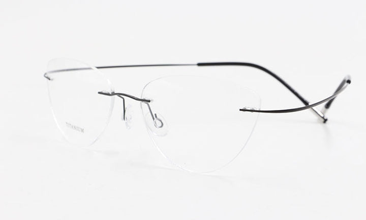 Women's Rimless Eyeglasses Titanium Frame 20003 Rimless Bclear Silver  