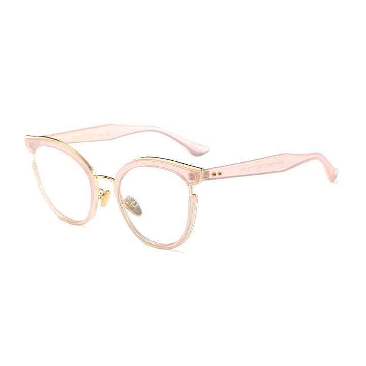 Hotony Women's Full Rim Round Cat Eye Acetate Frame Eyeglasses 97551 Full Rim Hotony Pink  