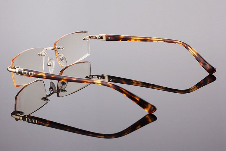 Men's Rimless Reading Glasses Alloy Diamond Trimming Anti-blue Light W01 Reading Glasses Bclear   