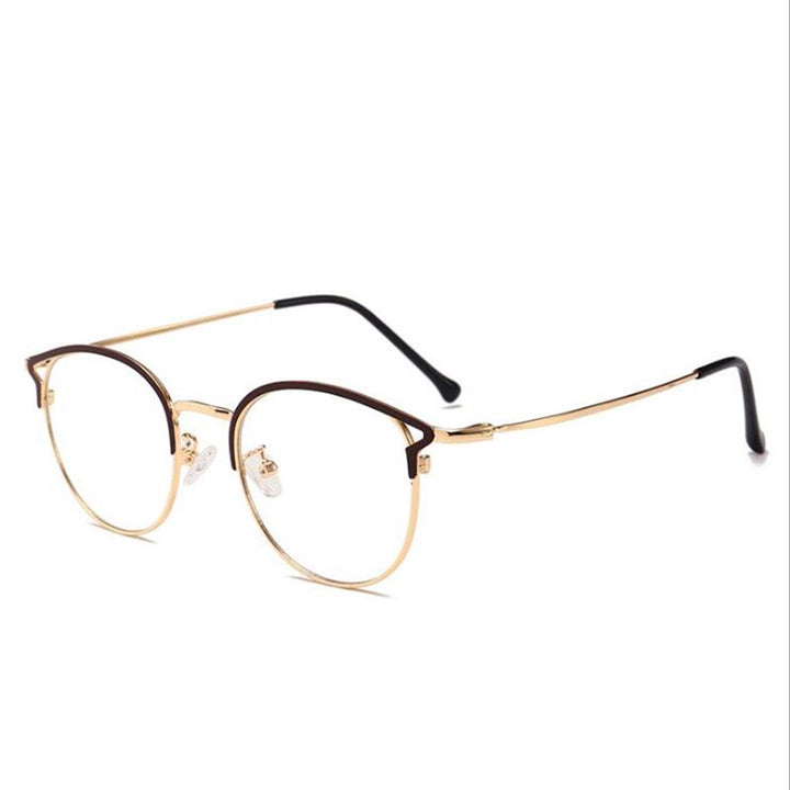 Hotochki Full Rim Cat Eye Alloy Frame Eyeglasses 9029 Full Rim Hotochki tea gold  