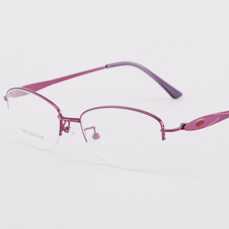 Women's Semi Rim Alloy Frame Eyeglasses 6053 Semi Rim Bclear Purple  