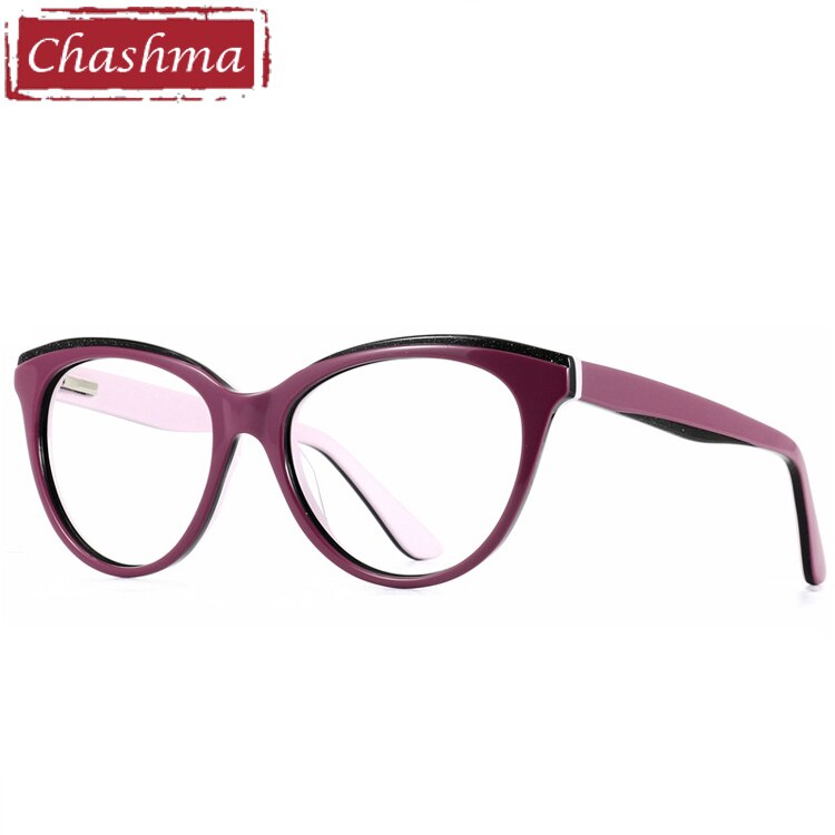Women's Eyeglasses Cat Eye Acetate 10059 Frame Chashma Purple  