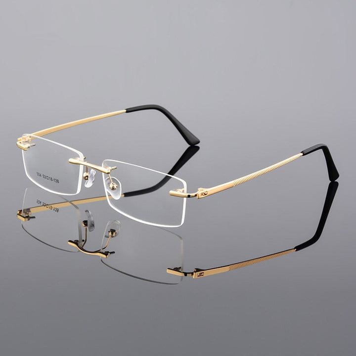 Unisex Eyeglasses Ultra-light Rimless Alloy Glasses Frame Rimless SunSliver   
