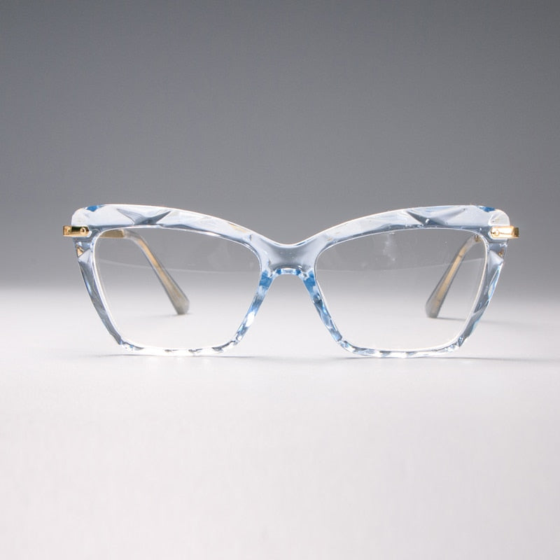 CCSpace Women's Full Rim Square Cat Eye Resin Frame Eyeglasses H45591 Full Rim CCspace C2 Blue  