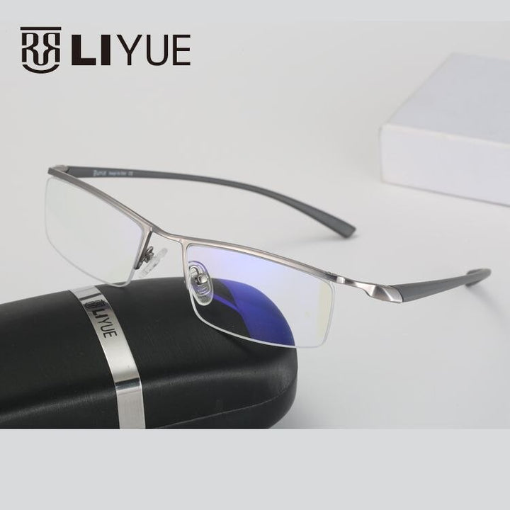 Oveliness Men's Semi Rim Square Alloy Eyeglasses 8199 Semi Rim Oveliness gun  