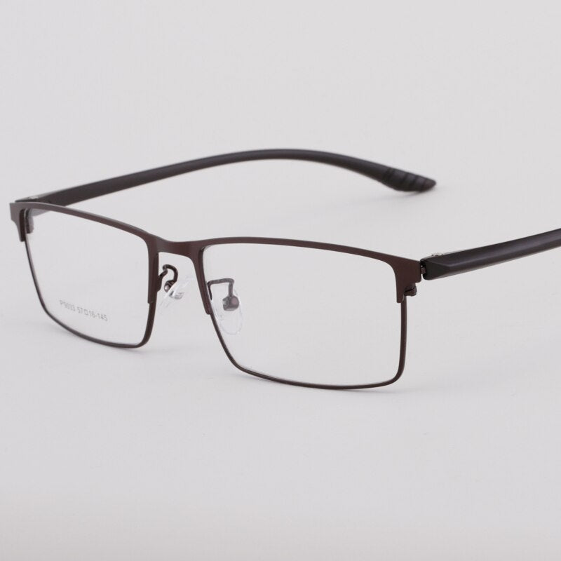 Men's Square Full Rim Alloy Frame Eyeglasses 9033 Full Rim Bclear Auburn  